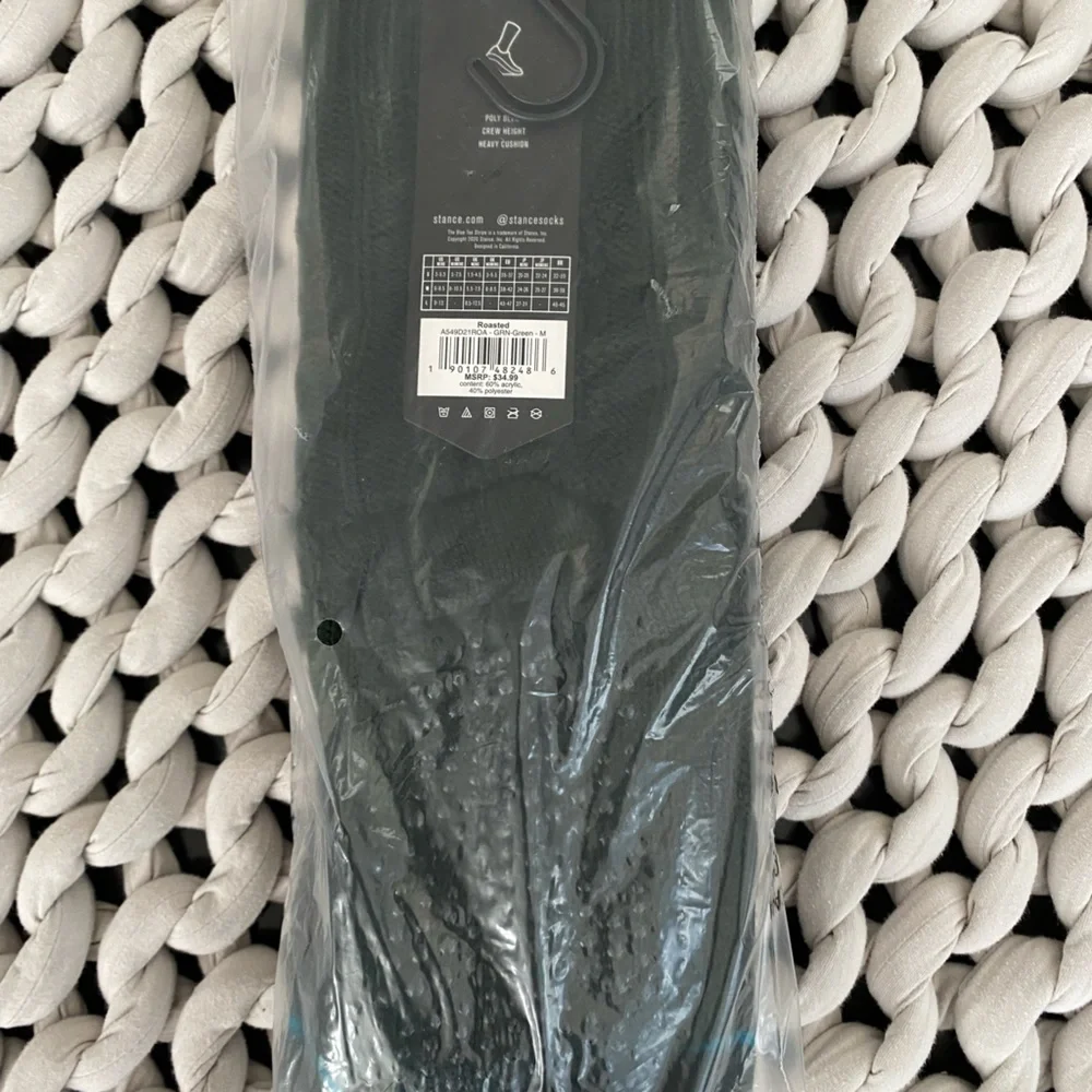 Stance Slipper Socks Roasted Cable Knit Dark Green Grip Anti-Slip Cozycore NWT